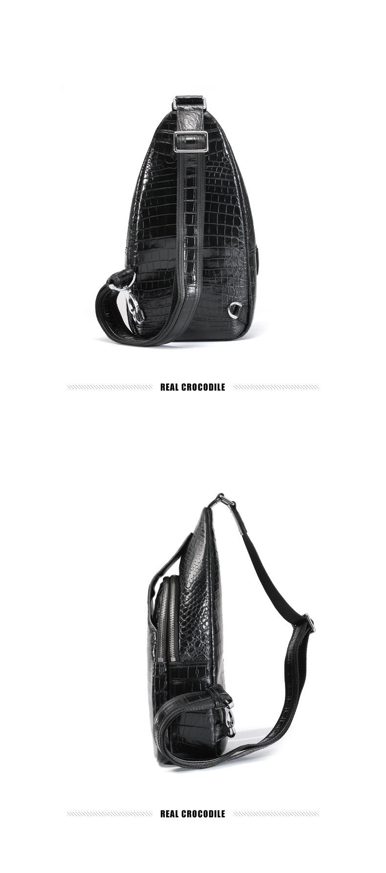 New Thai Siamese Crocodile Skin Men's Bust Bag Genuine Leather High Quality Casual Fashion Crossbody Shoulder Bag