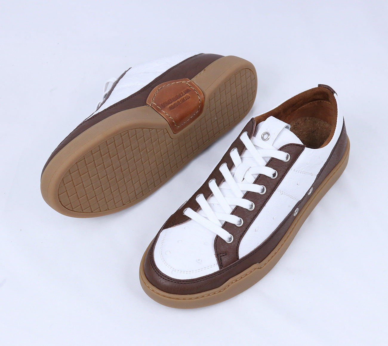 South African Ostrich Skin Genuine Leather Men's Sneakers Sports Casual Shoes Flat Bottom Shoes