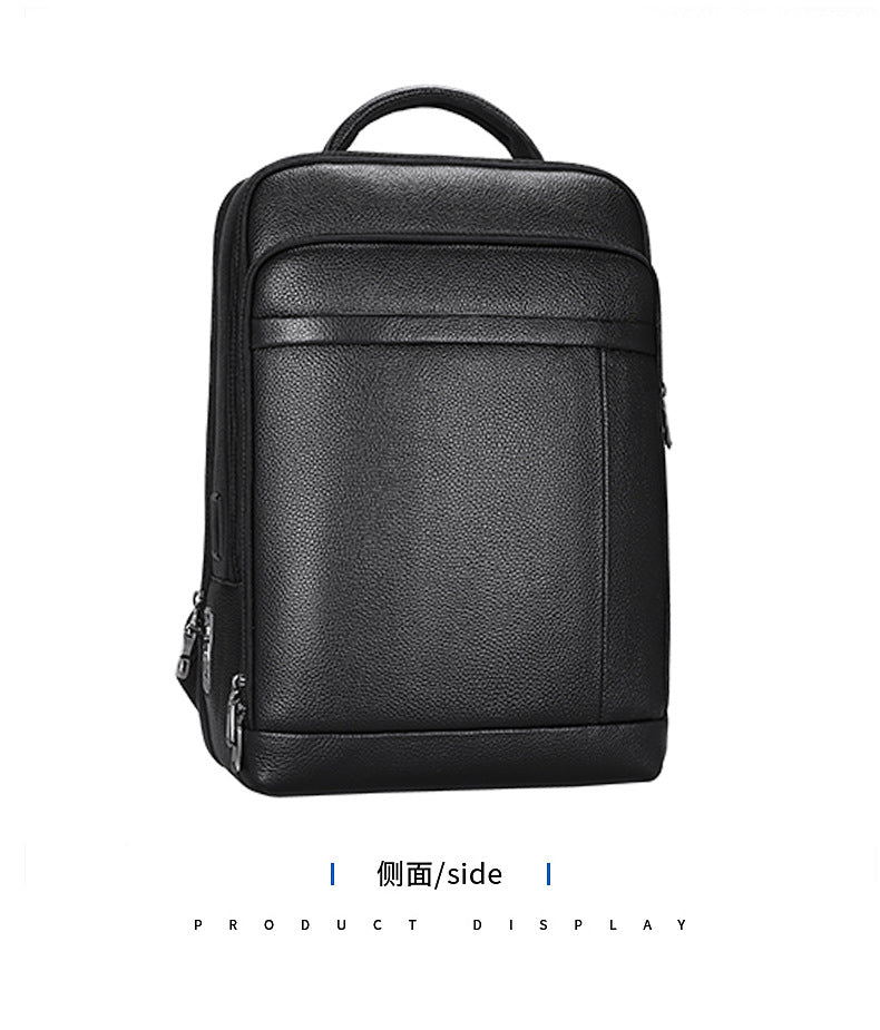 Men's backpack, cowhide, genuine leather, business fingerprint lock, large capacity school bag, computer bag