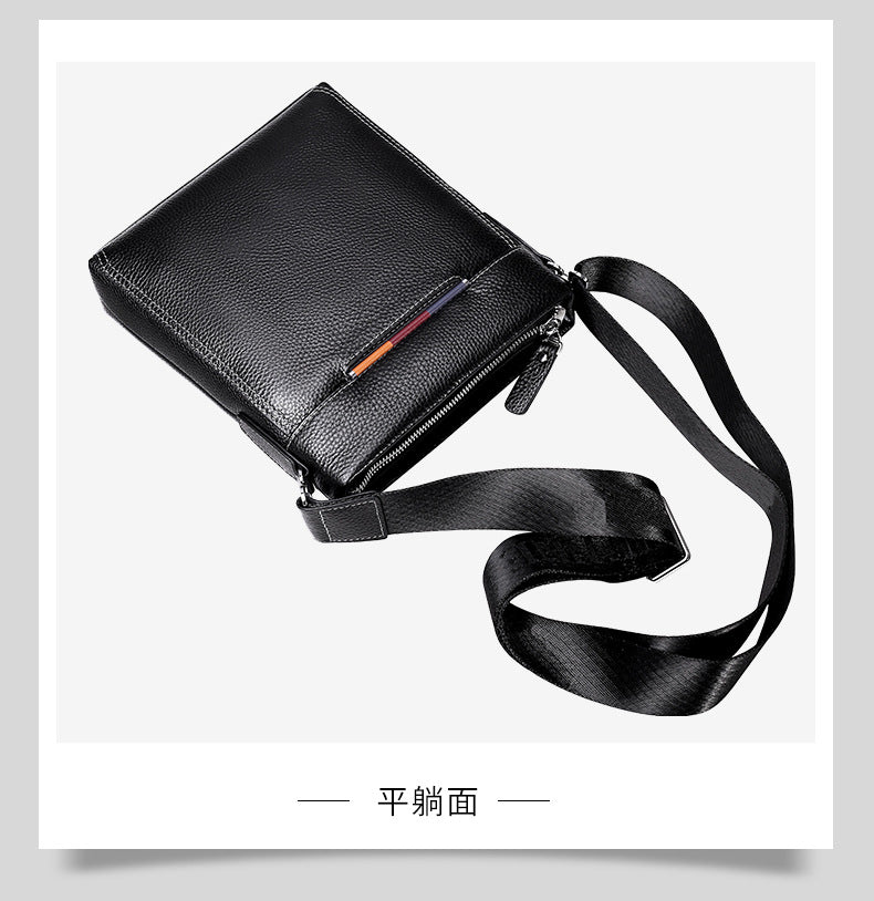 Men's Shoulder Bag Genuine Cowhide Leather Korean Fashion Business Casual Crossbody Bag for Men