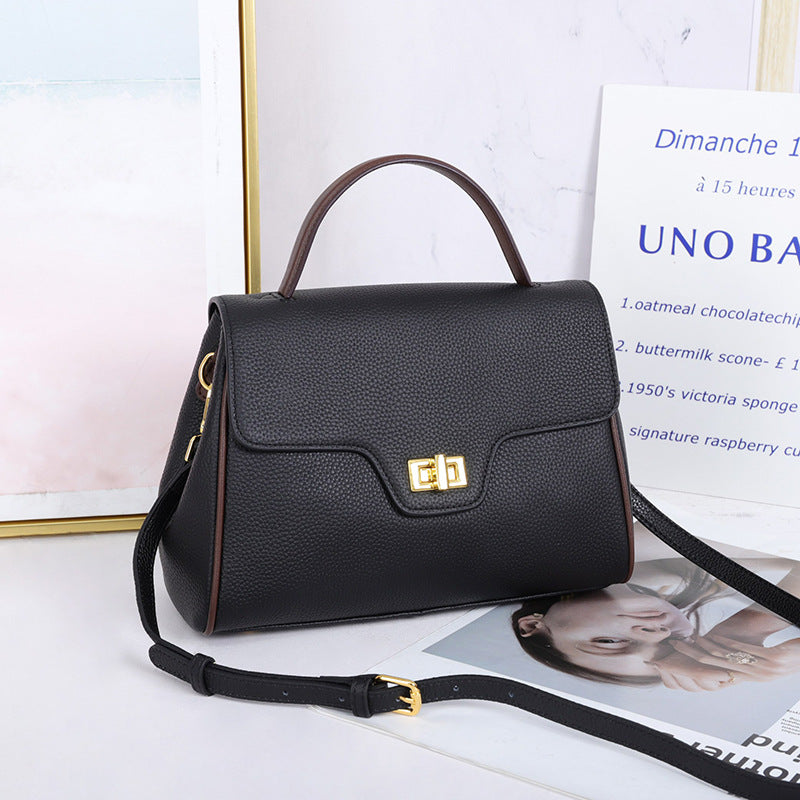 Genuine leather ladies bag cowhide commuter bag fashion large capacity shoulder shoulder handbag