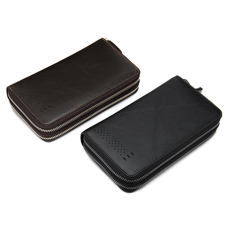 Men's long wallet made of genuine cowhide leather Korean fashion business clutch bag men's wallet card bag