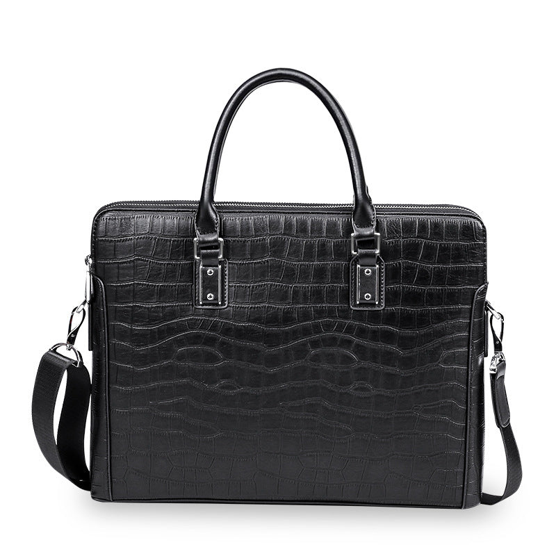 Men's Briefcase Handbag Cowhide Genuine Leather Computer Bag Business Large Capacity Fashion Crocodile Crest Handbag for Men