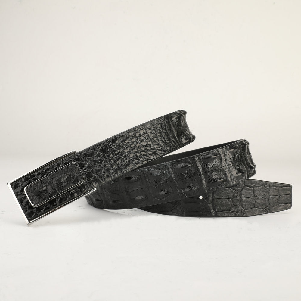 Men's Belt Nile Big Bone Crocodile Skin Genuine Leather Business Casual Width 3.8cm Men's Belt Gift Present