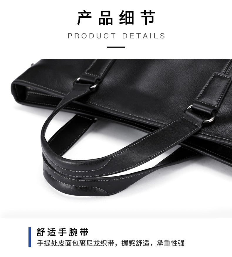 Men's Handbag Genuine Cowhide Leather Computer Bag Casual Business Briefcase Crossbody Bag