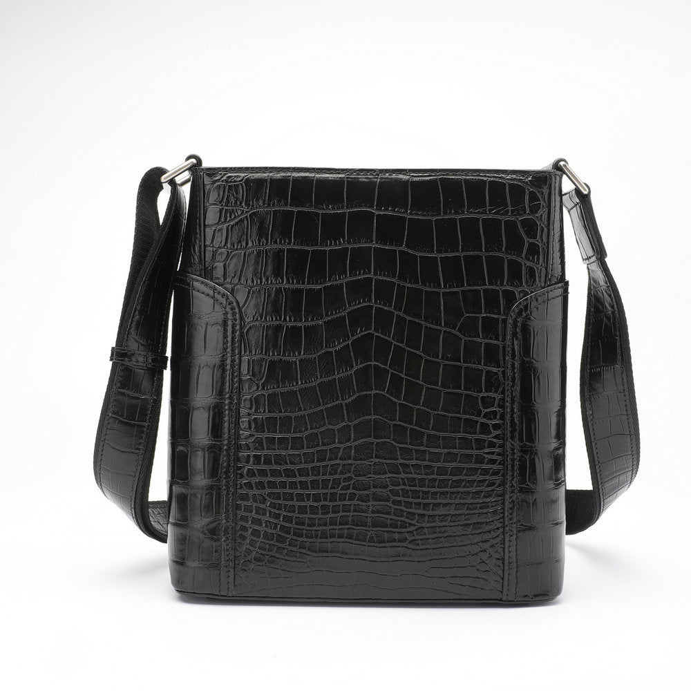 Men's Shoulder Bag Crocodile Skin Genuine Leather Business Casual Outdoor Office Crossbody Bag