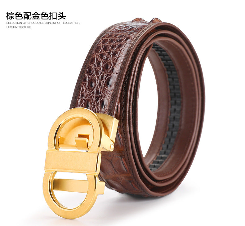 Siamese Crocodile Skin Genuine Leather Men's Belt Automatic Buckle Fashion Casual Business High Quality Men's Belt