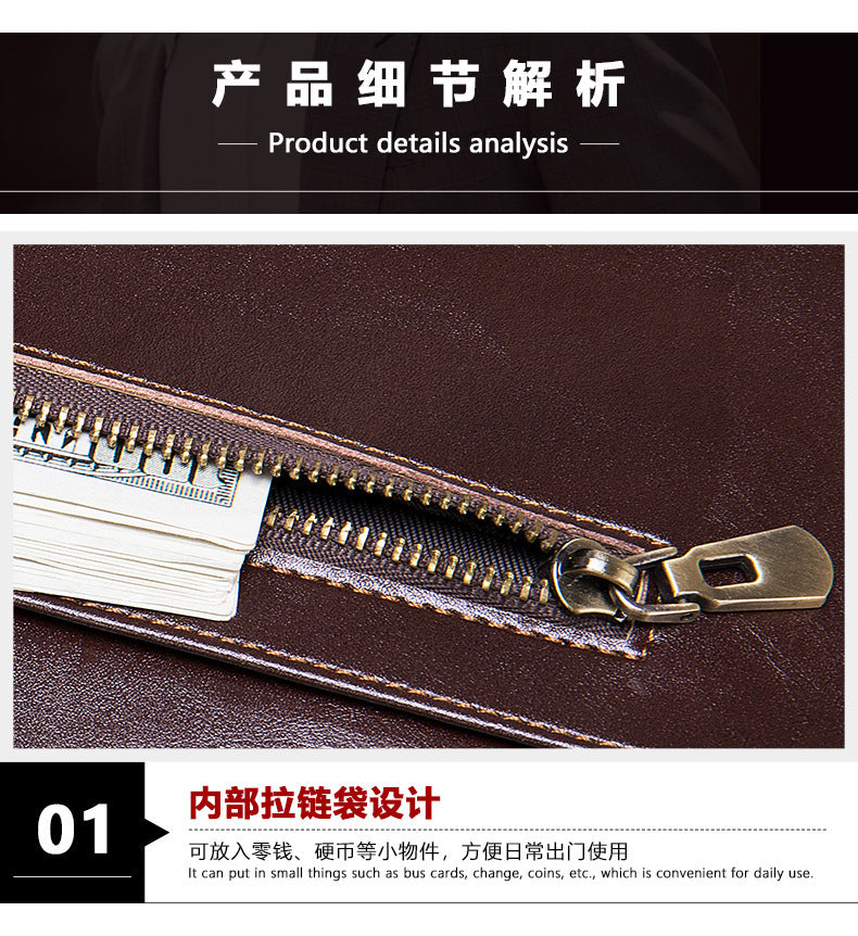 Men's Large Capacity Retro Crazy Horse Clutch Bag Long Wallet Card Holder Multifunctional Men's Handbag