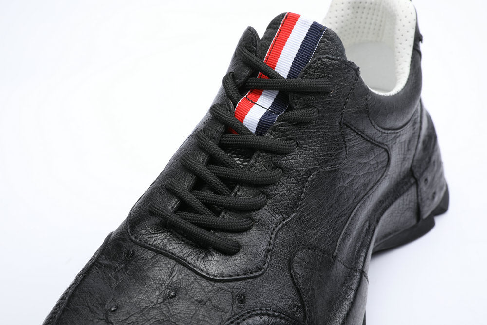 2023 New Ostrich Skin Men's Shoes Genuine Leather Luxury Fashion Casual Sports Shoes