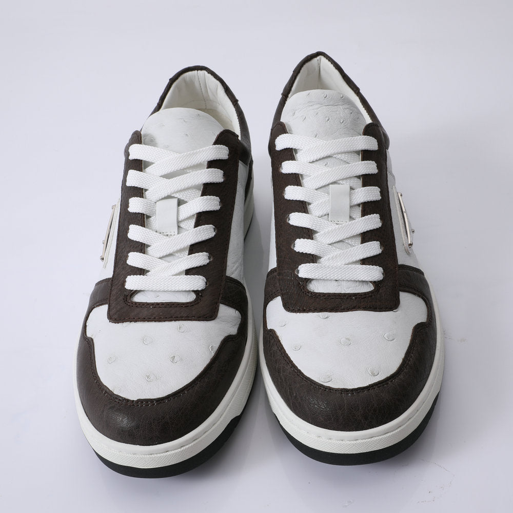2023 New Ostrich Skin Men's Sneakers Genuine Leather Casual Fashion Men's Shoes