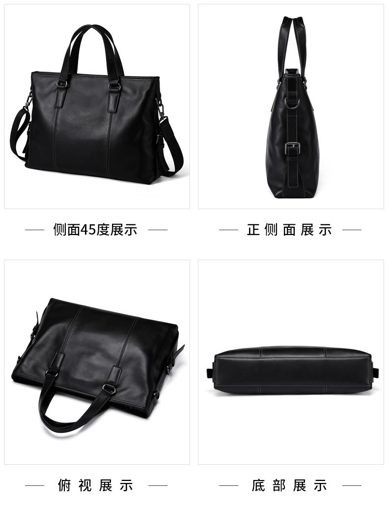 Men's Handbag Genuine Cowhide Leather Computer Bag Casual Business Briefcase Crossbody Bag