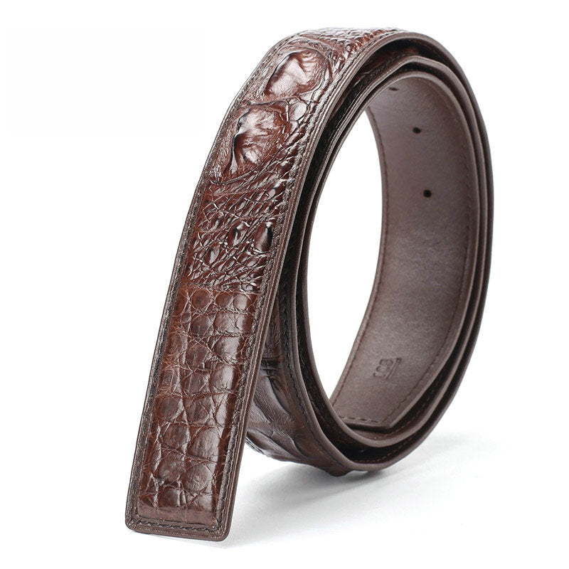 Taiwan Crocodile Skin Osteoderm Men's Belt Genuine Leather No Pieces Smooth Buckle Men Belt No Buckle