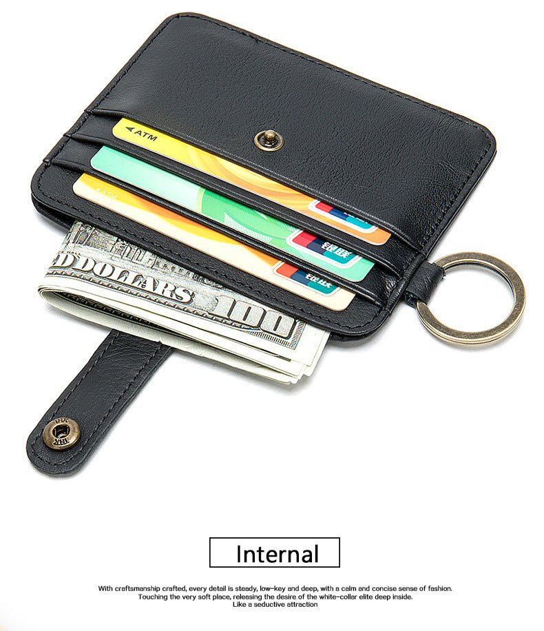 Men's wallet cowhide thin coin card holder casual card bag for men