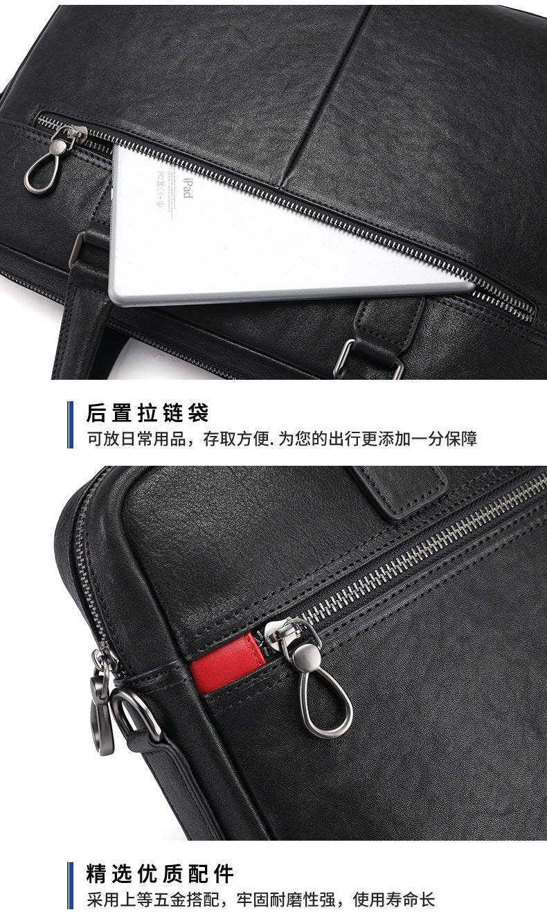 Men's Briefcase Handbag Genuine Cowhide Leather Business Casual Crossbody Bag