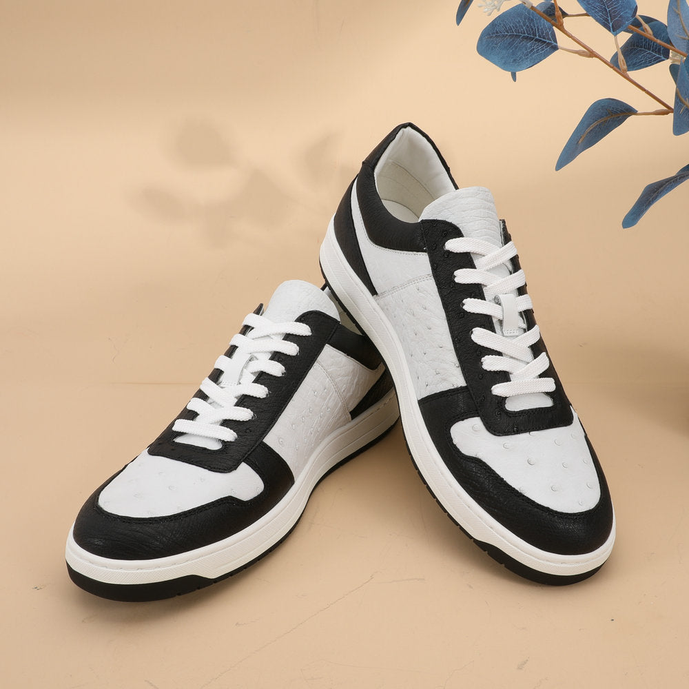 2023 New Ostrich Skin Men's Sneakers Genuine Leather Casual Fashion Men's Shoes