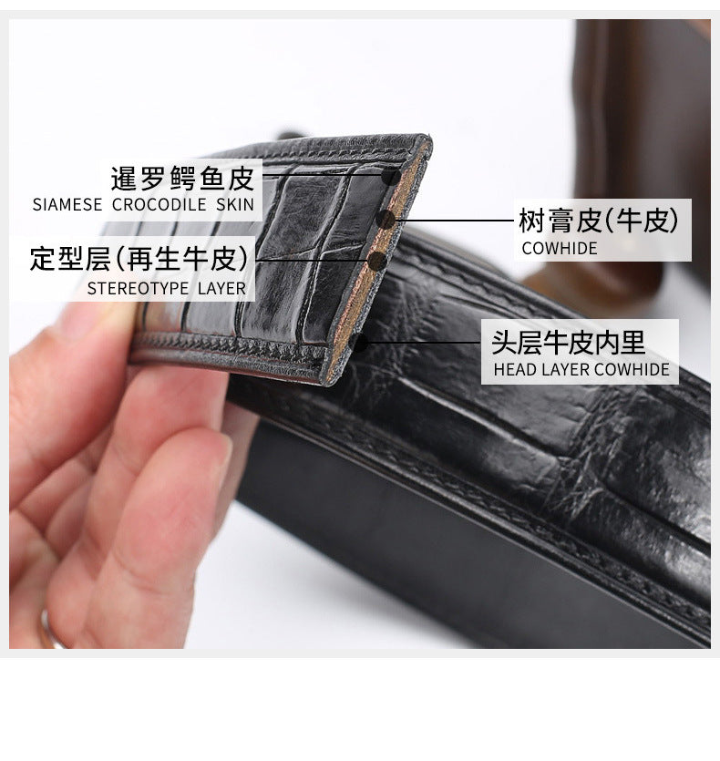 Siamese Crocodile Skin Men's Belt Automatic Buckle Business Casual Genuine Leather Belt
