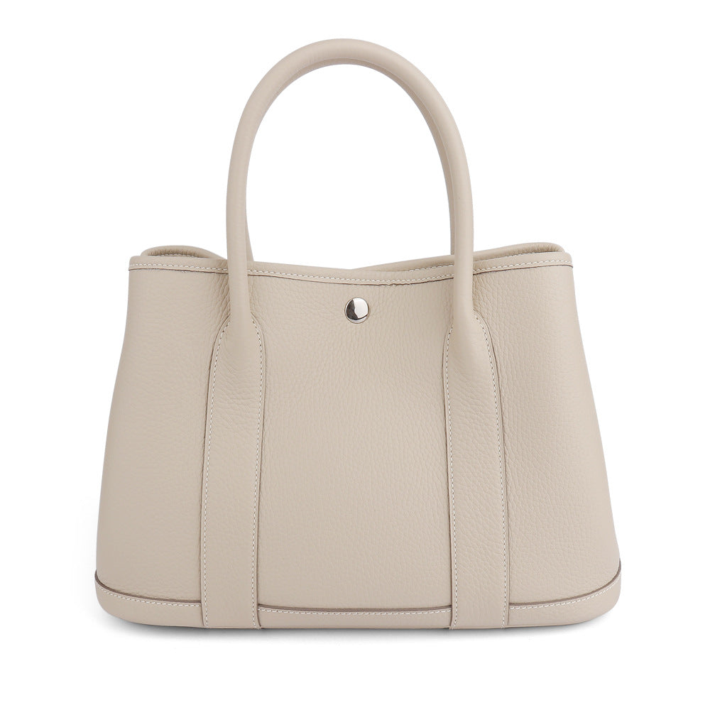 Large capacity hand-stitched wax thread cowhide women's handbag street trend leather tote bag