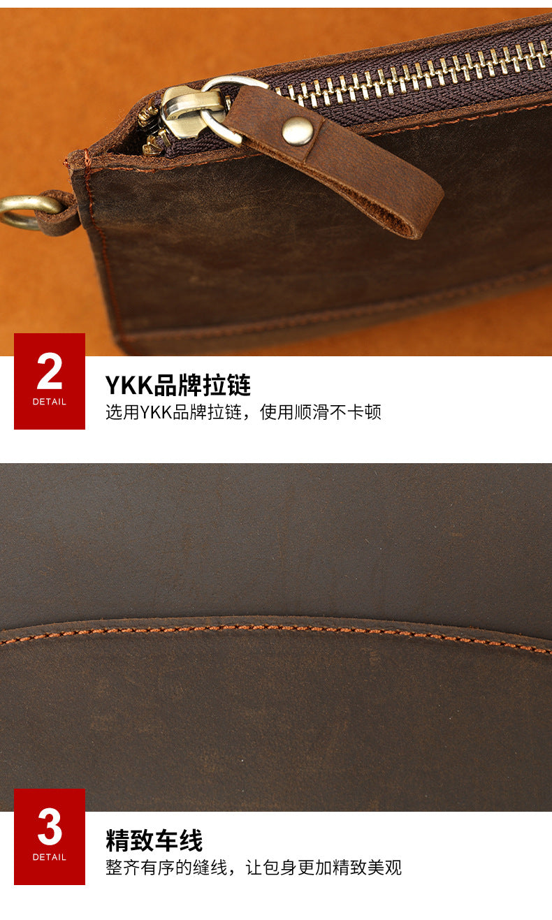 Men's long wallet large capacity retro mobile storage men's wallet clutch bag wrist bag