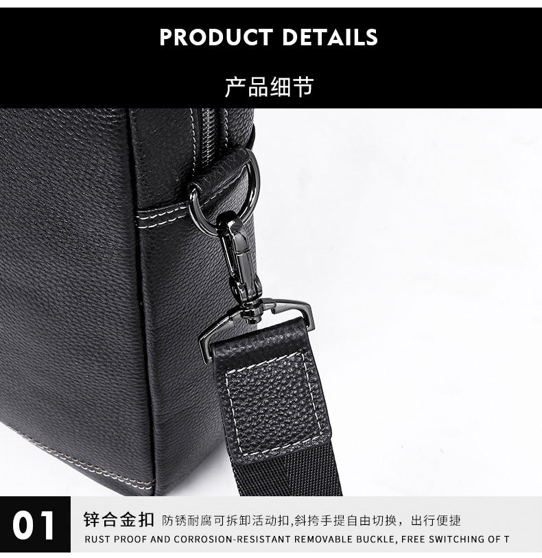 Men's handbag Genuine leather cowhide computer bag Business large capacity briefcase Men's handbag