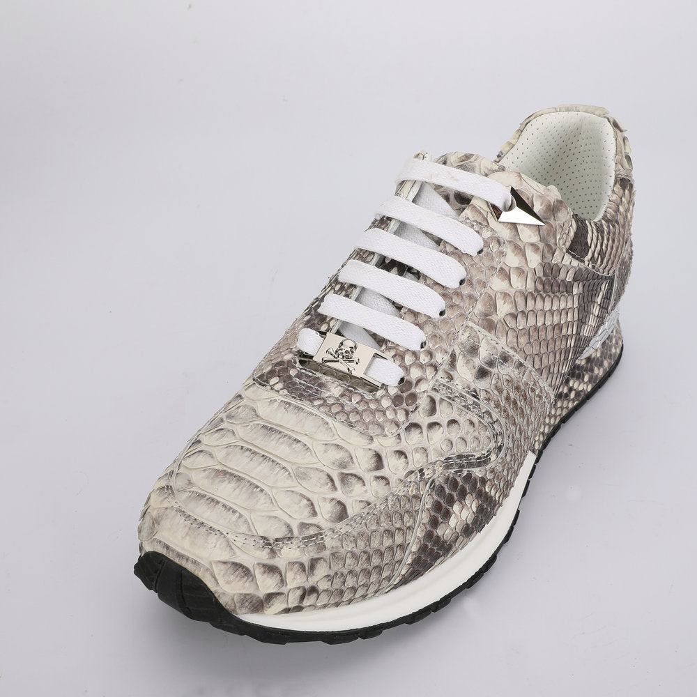 Python Skin Genuine Leather Men's Sneakers Sports Casual Shoes Wear-resistant Breathable Men Shoes