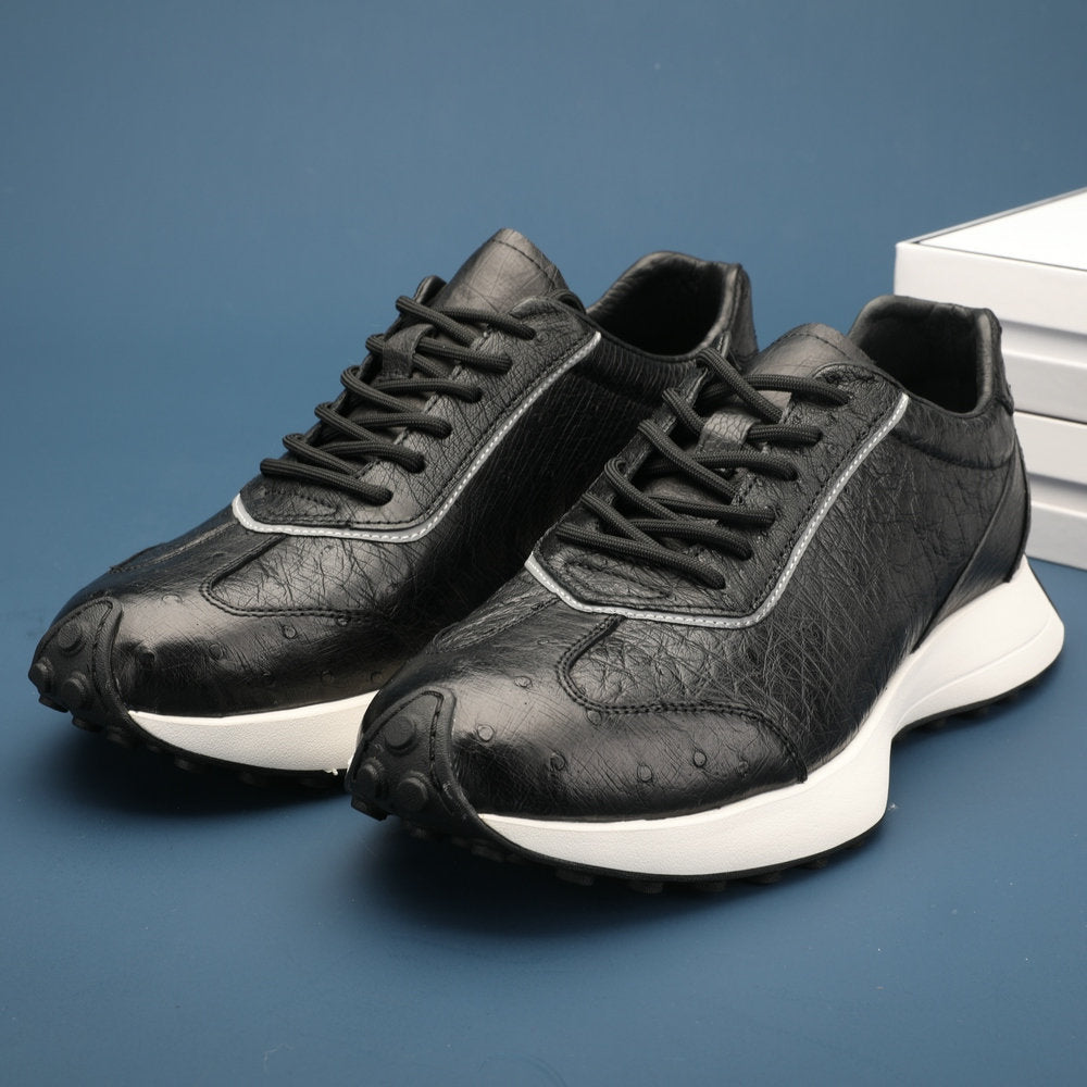 Ostrich leather men's shoes genuine leather wear-resistant anti-slip fashion sports casual shoes