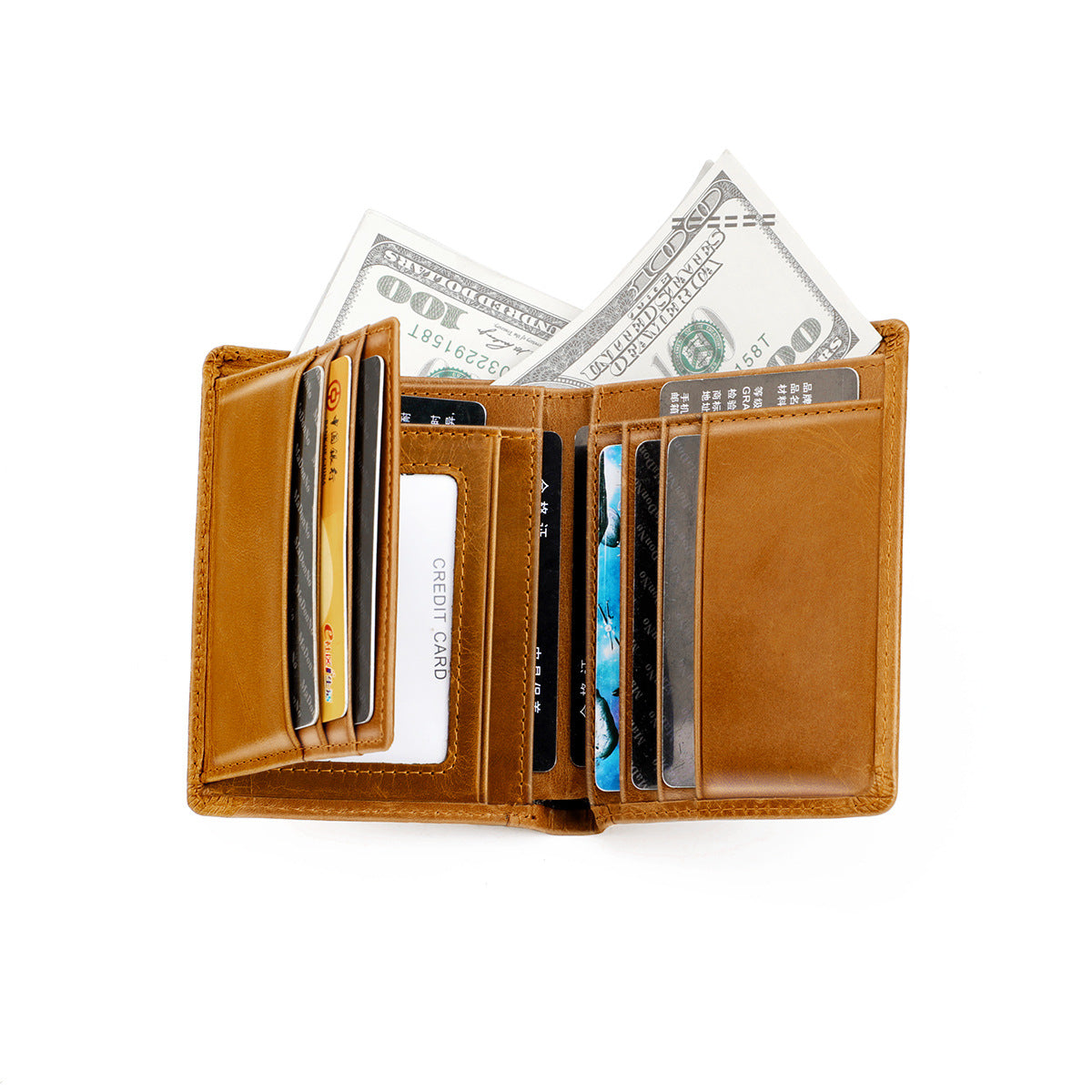 Men's wallet genuine cowhide leather RFID anti-theft brush large capacity multi-functional men's wallet