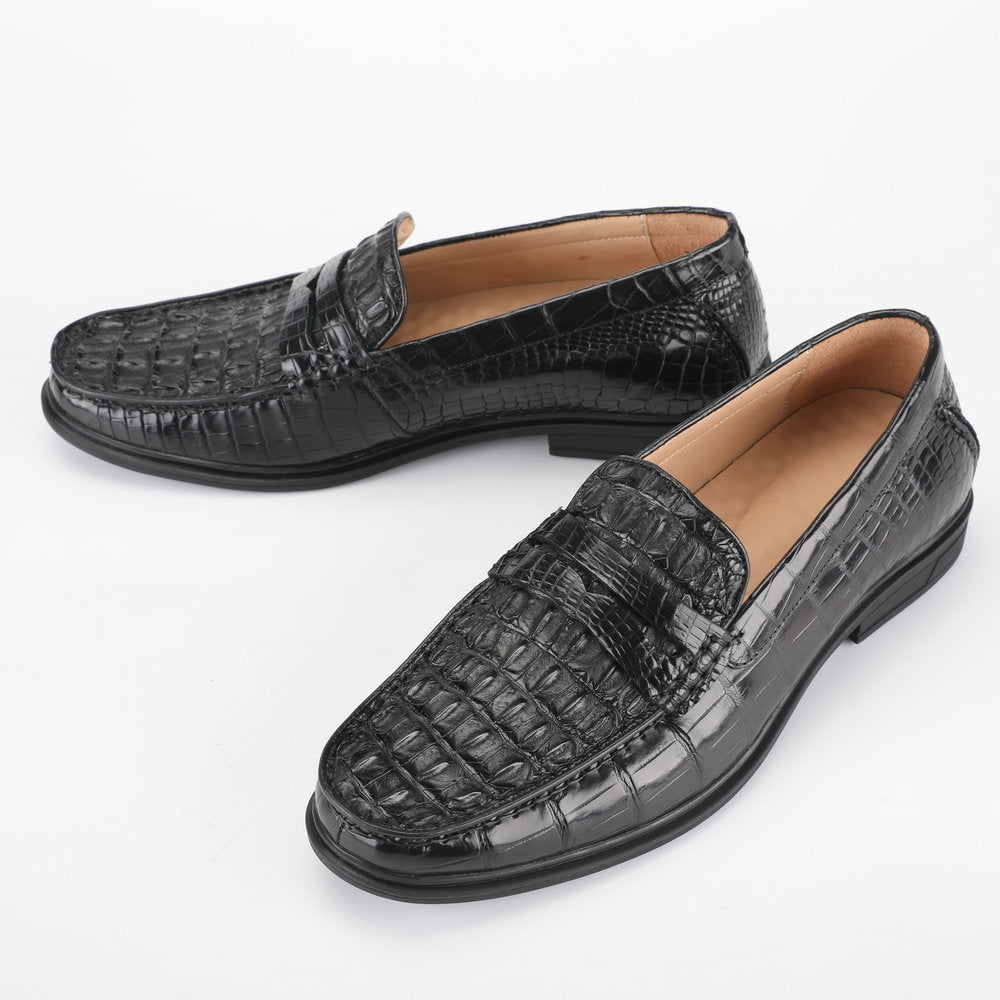 Crocodile Skin Genuine Leather Men's Leather Shoes Rubber Sole Moccasins Formal Business Casual Men's Shoes