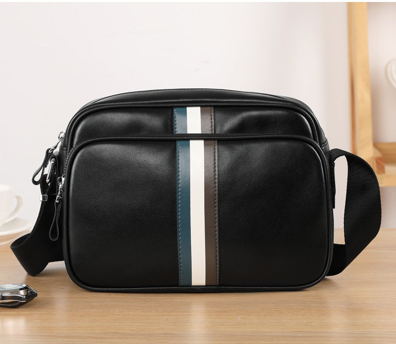 Men's shoulder bag, genuine cowhide leather, business fashion, large capacity, crossbody bag