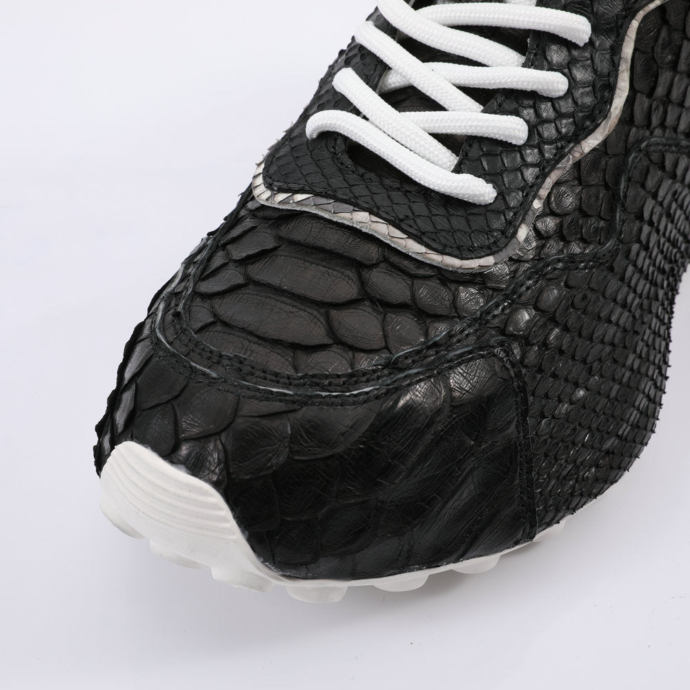 Python Skin Genuine Leather Men's Sneakers Sports Casual Shoes Fashion In Heels Men Shoes