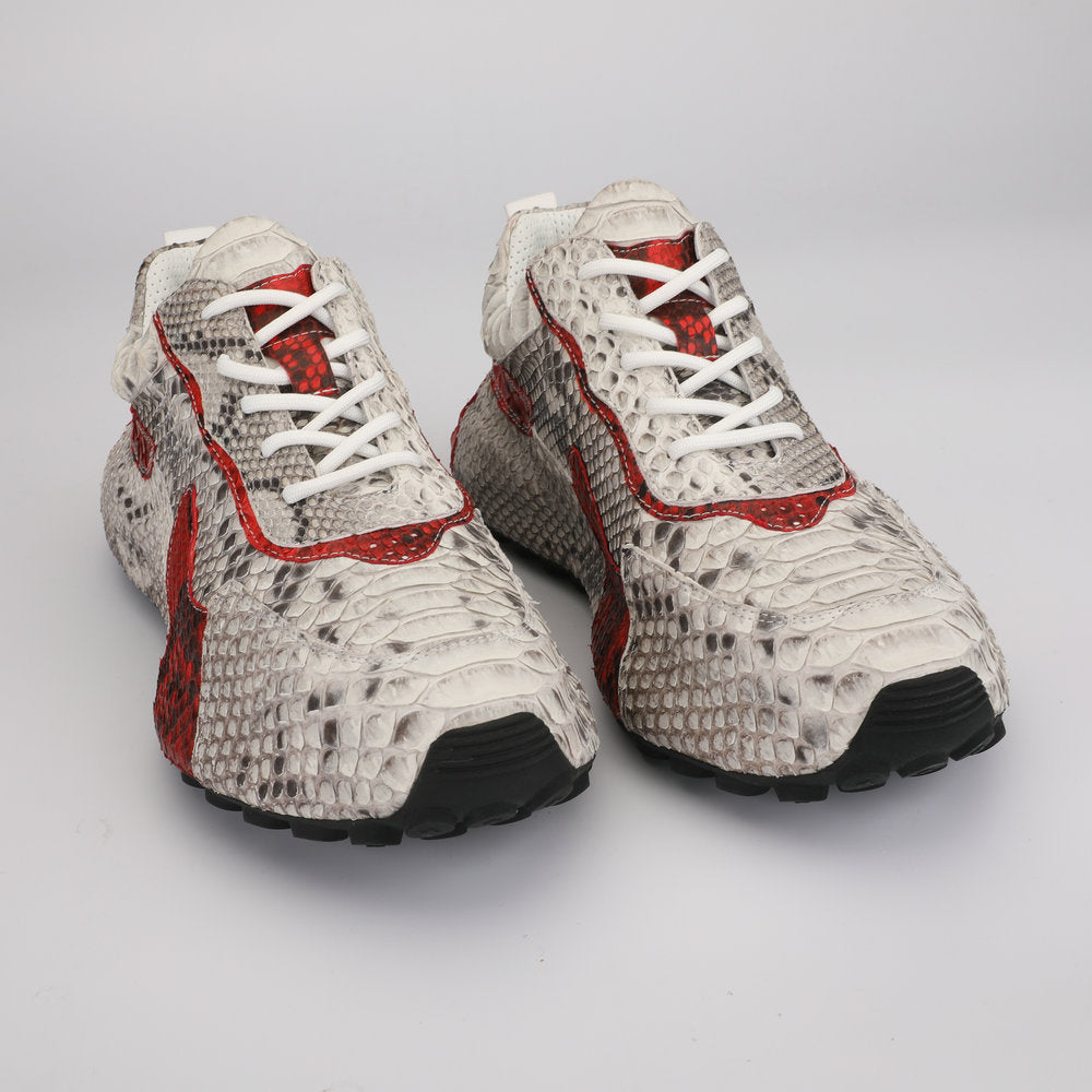 Python Skin Genuine Leather Men's Platform Sneakers Sports Casual Men's Shoes Fashion Anti-Slip Men Shoes