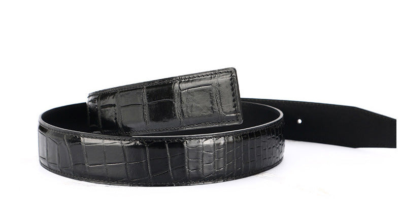 Crocodile skin belly skin without buckle men's belt genuine leather without splicing business casual plate buckle needle buckle men belt without buckle