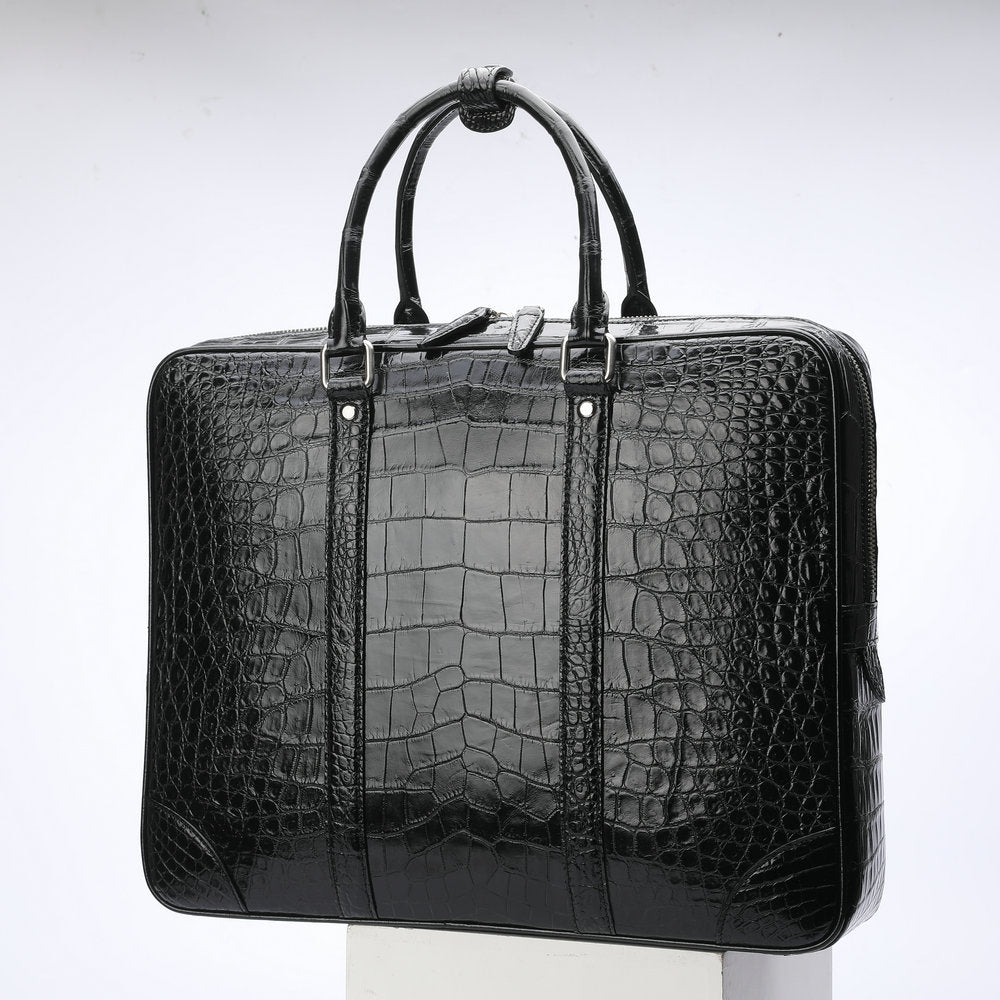 Siamese Crocodile Belly Skin Genuine Leather Men's Briefcase High Quality Men's Office Bag Business Bag File Bag Handbag