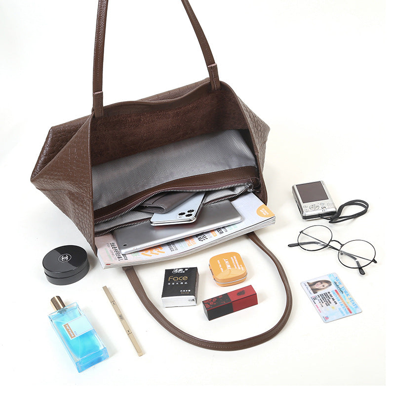 Large Capacity Simple Stone Pattern Bag Women Tote Bag Commuting Casual Shoulder Bag Crossbody Bag