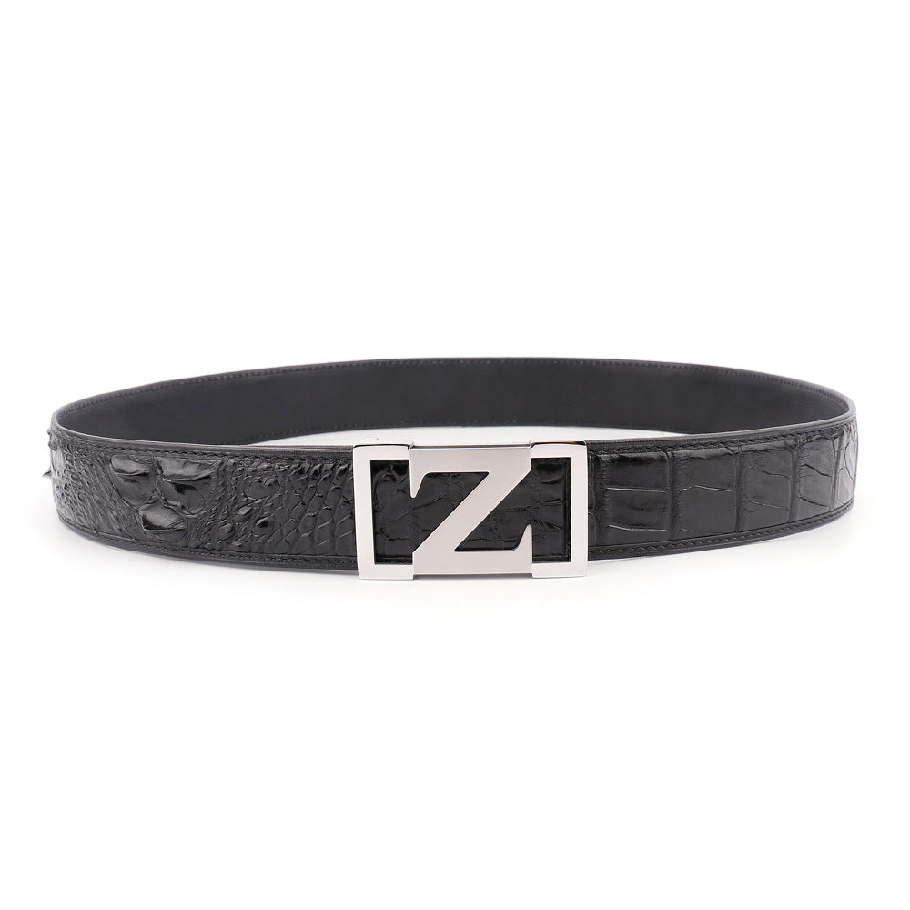 New Men's Belt Siamese Crocodile Skin Genuine Leather No Pieces Fashion Casual Men's Belt