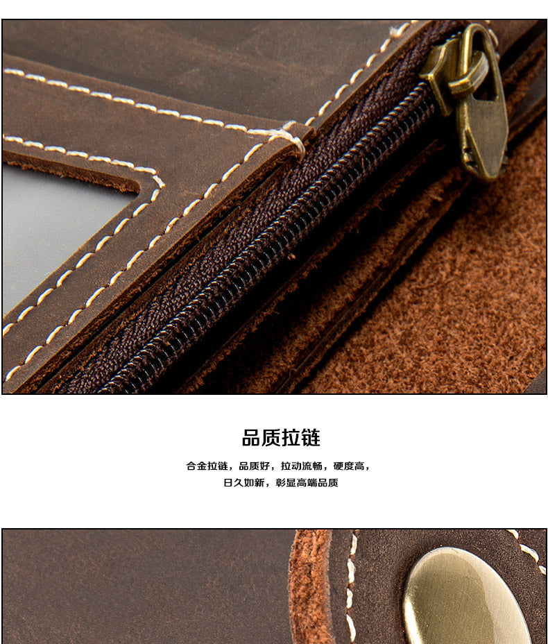 Men's long wallet cowhide genuine leather chain anti-theft clutch bag men's wallet