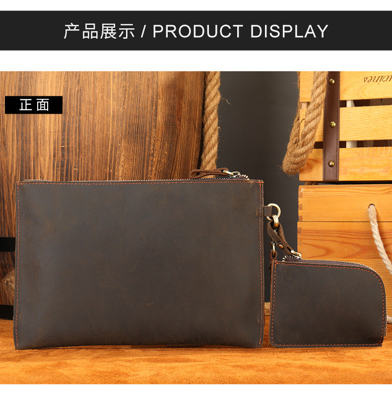Men's long wallet large capacity retro mobile storage men's wallet clutch bag wrist bag