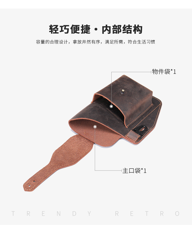 Men's waist bag cowhide sports lock bag for men