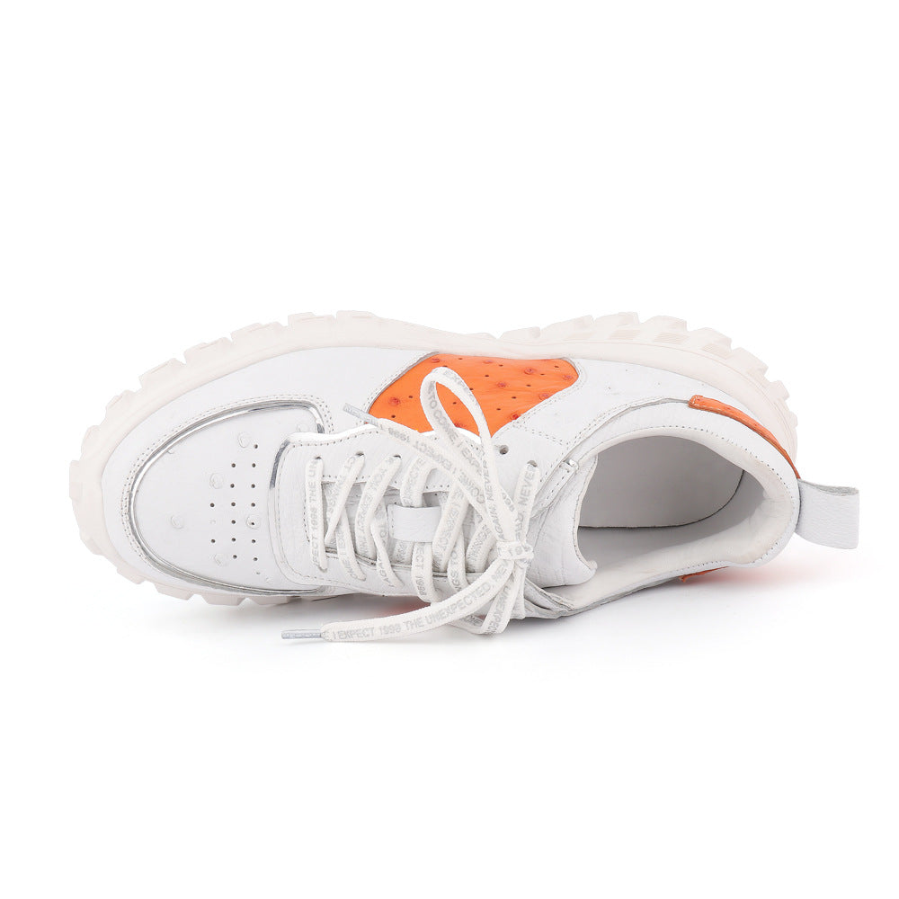 Ostrich skin genuine leather men's sneakers fashion wear-resistant men's shoes