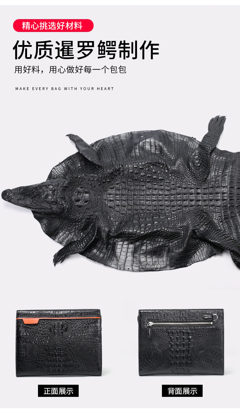New type crocodile belly skin genuine leather men's handbag casual business large capacity card holder men's bag