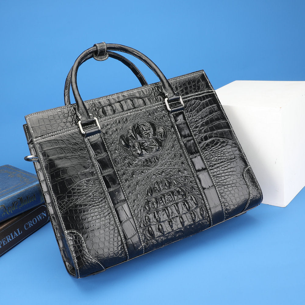 Men's briefcase Genuine crocodile leather handbag Business travel bag Office bag File bag Handbag