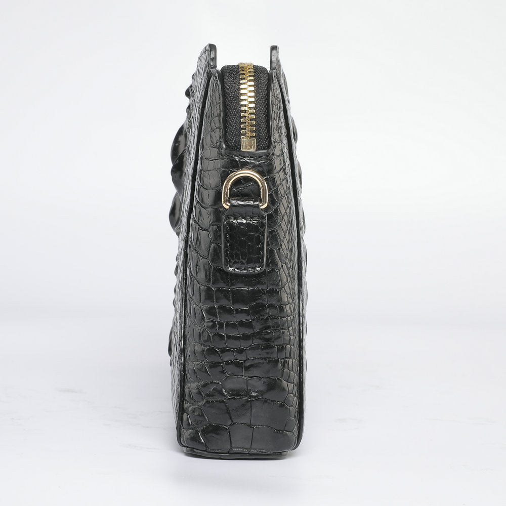 Crocodile Skin Genuine Leather Handbag Security Lock Business Casual Outdoor Conference Men's Bag