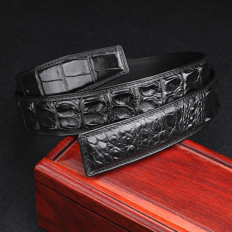 Taiwan Crocodile Skin Osteoderm Men's Belt Genuine Leather No Pieces Smooth Buckle Men Belt No Buckle