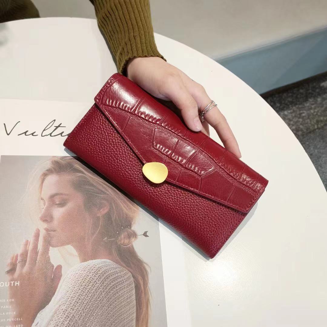 Long wallet ladies simple cowhide wallet mobile bag genuine leather wallet fashion