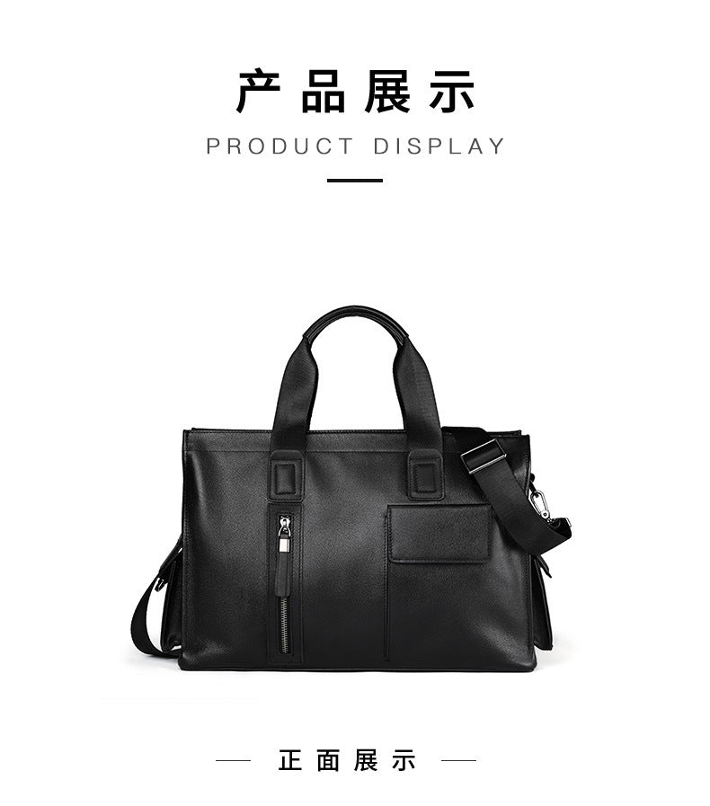 Men's handbag, genuine cowhide leather, computer bag, business large-capacity briefcase