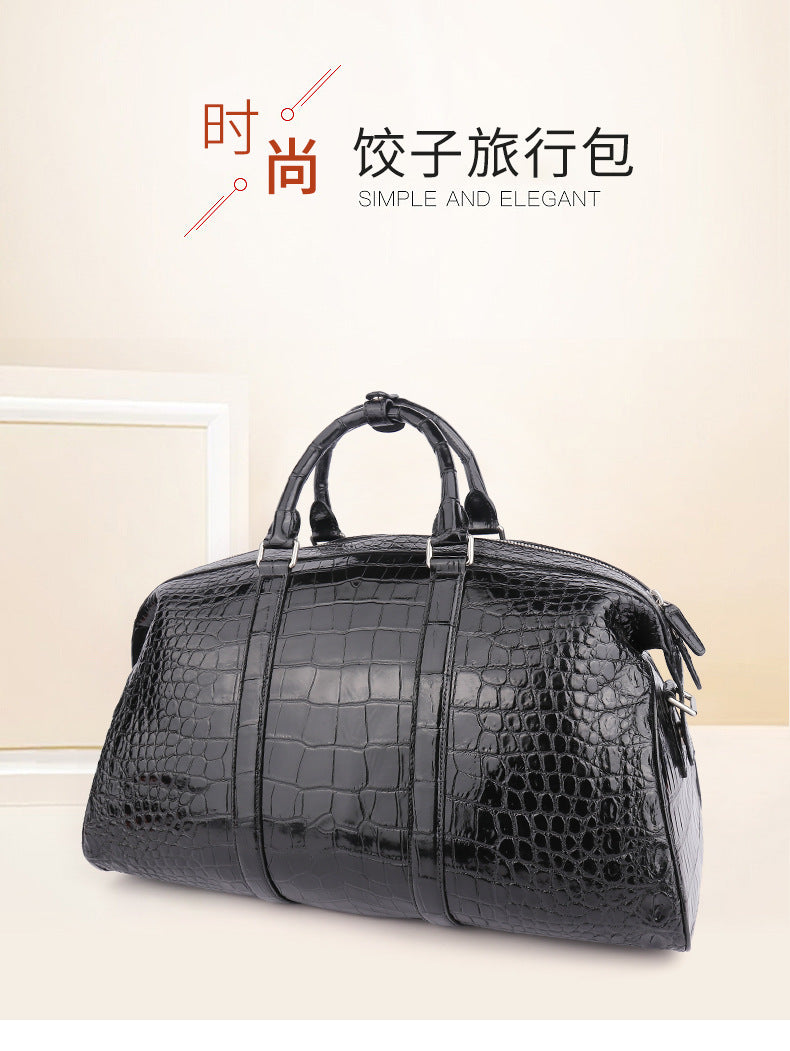 Ladies large capacity crocodile leather ladies bag genuine leather bag casual sports fitness Boston bag