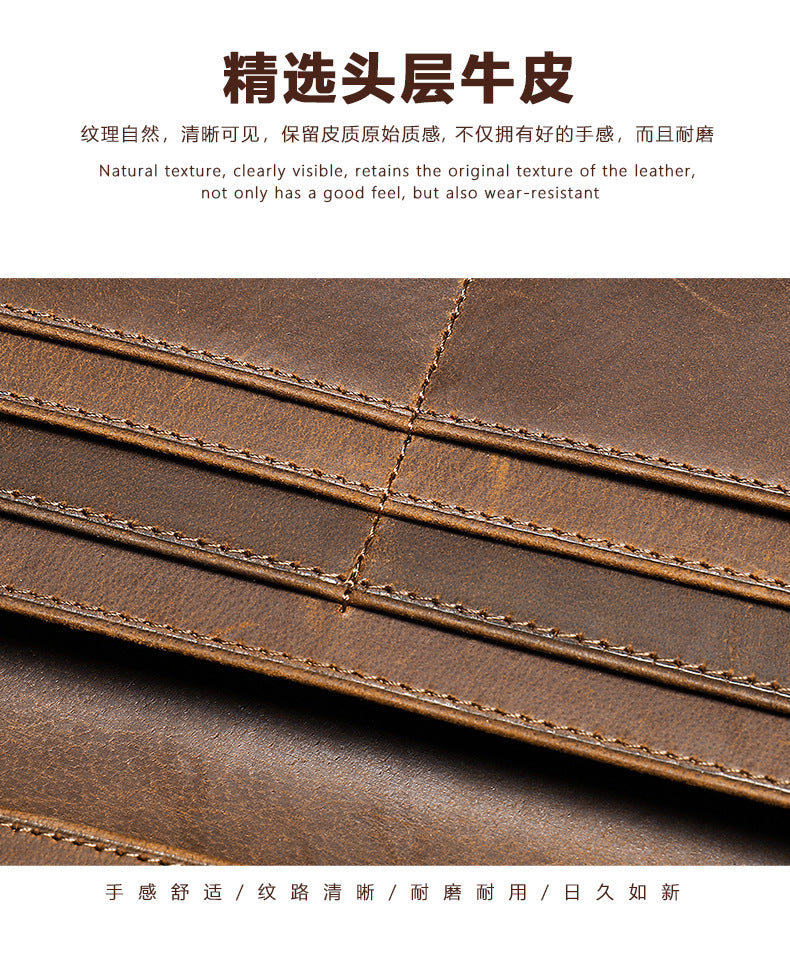 Men's long wallet handmade retro clutch bag coin holder wallet for men