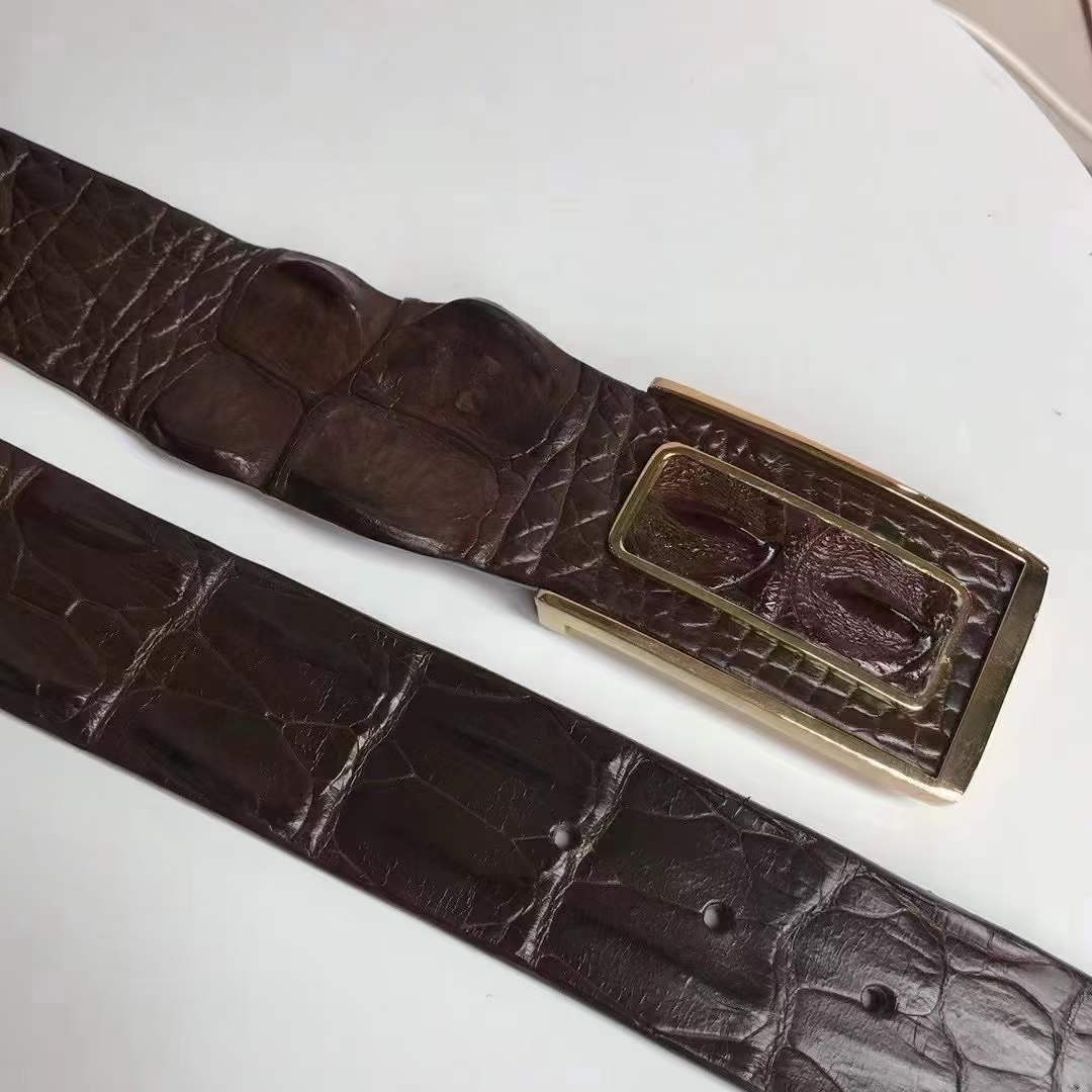 Men's Belt Nile Big Bone Crocodile Skin Genuine Leather Business Casual Width 3.8cm Men's Belt Gift Present