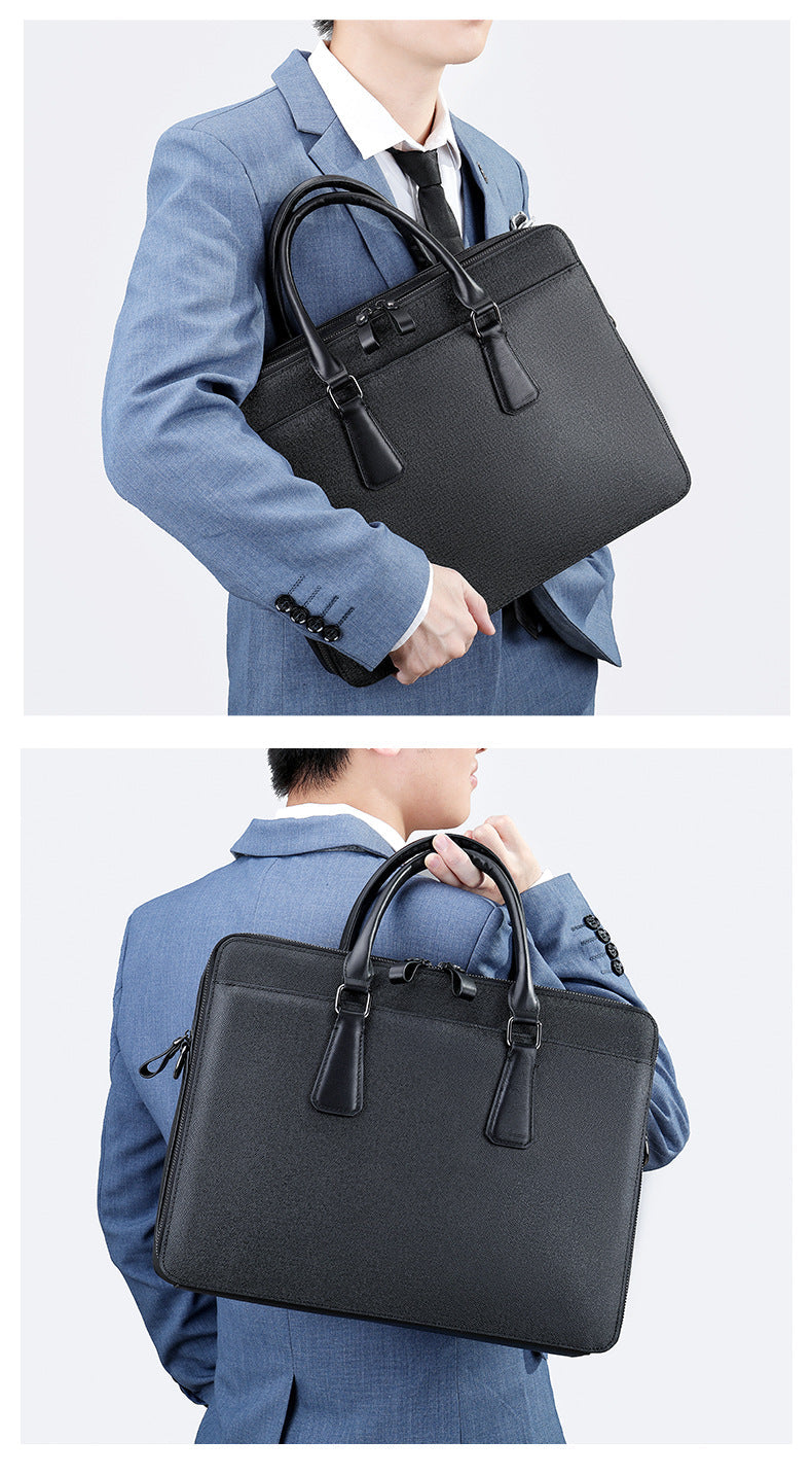 Men's handbag genuine cowhide leather office business commuting men's computer bag handbag