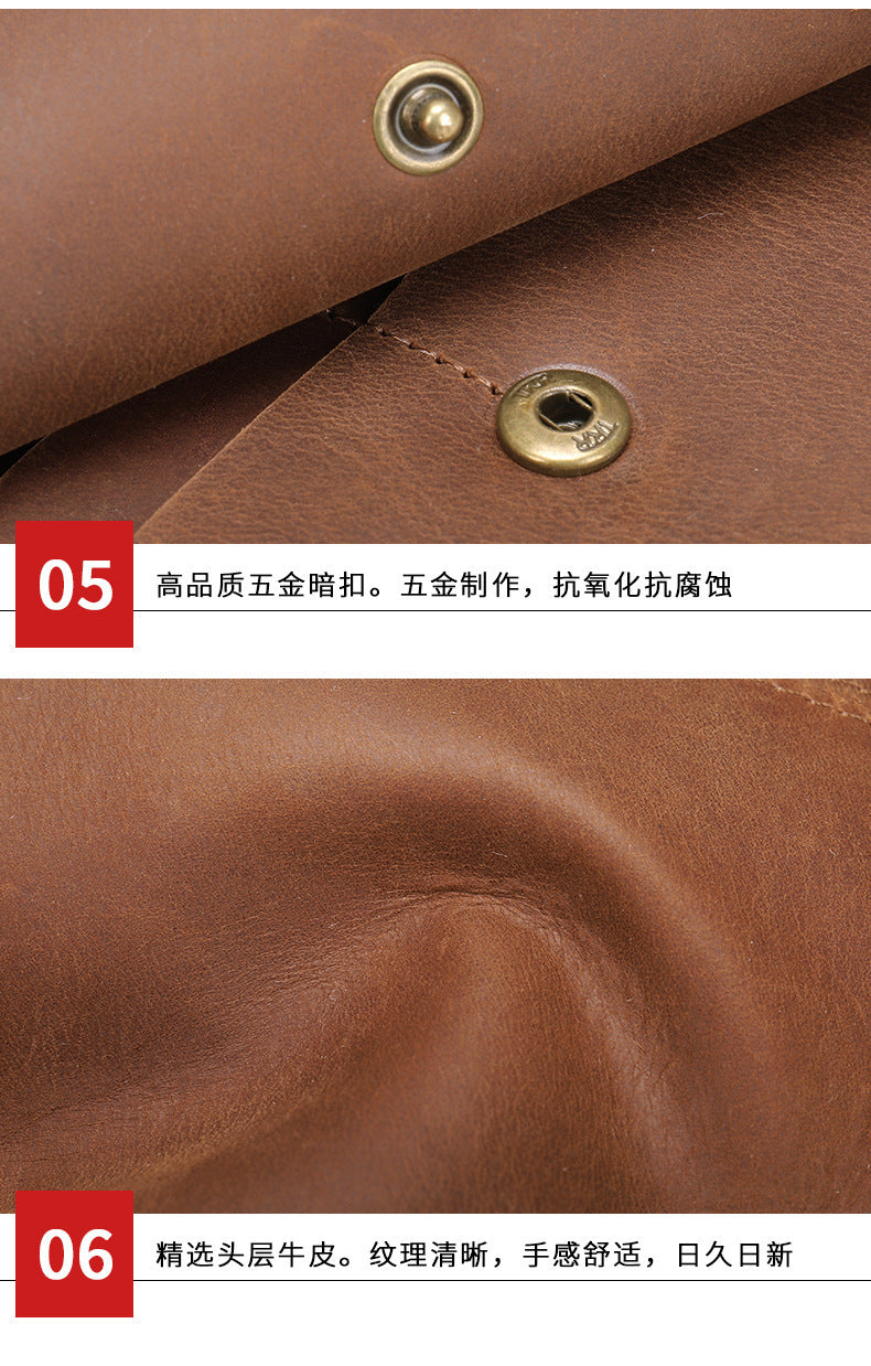Men's long wallet, genuine cowhide leather, zipper, thin business card holder, wallet for men