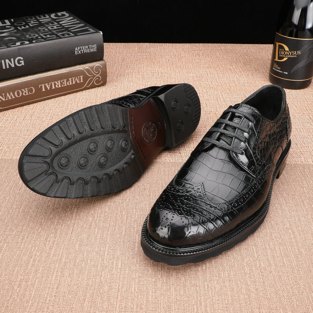 New Men's Leather Shoes Crocodile Belly Skin Genuine Leather Breathable Business Suit Shoes